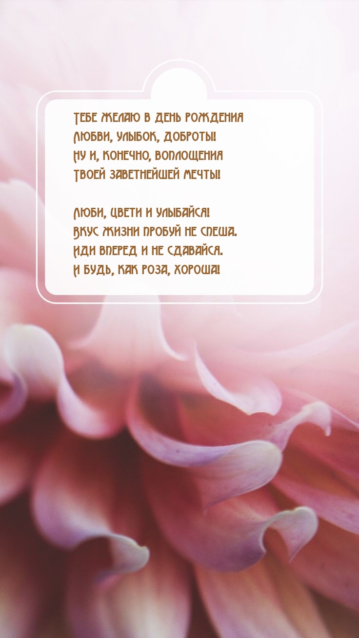 Тебе желаю в день рождения любви, улыбок, доброты!