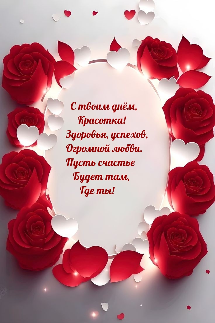 С твоим днём, Красотка! Здоровья, успехов, огромной любви. 