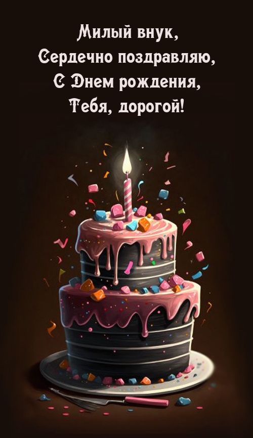 Милый внук, сердечно поздравляю, С Днем рождения