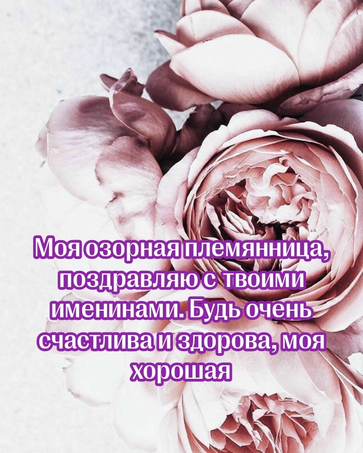 Моя озорная племянница, поздравляю с твоими именинами.
