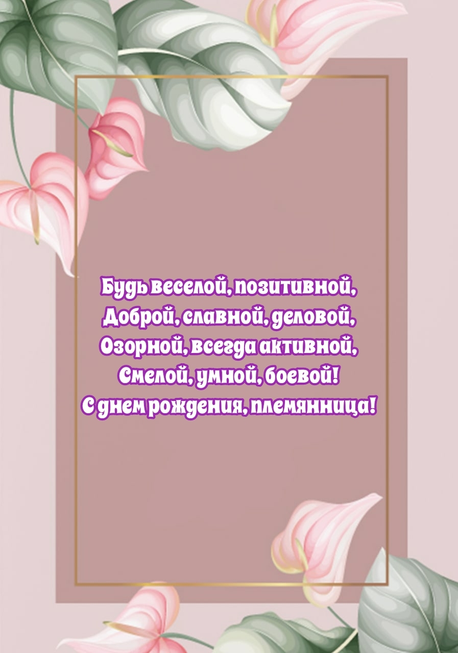 Смелой, умной, боевой! С днем рождения, племянница!