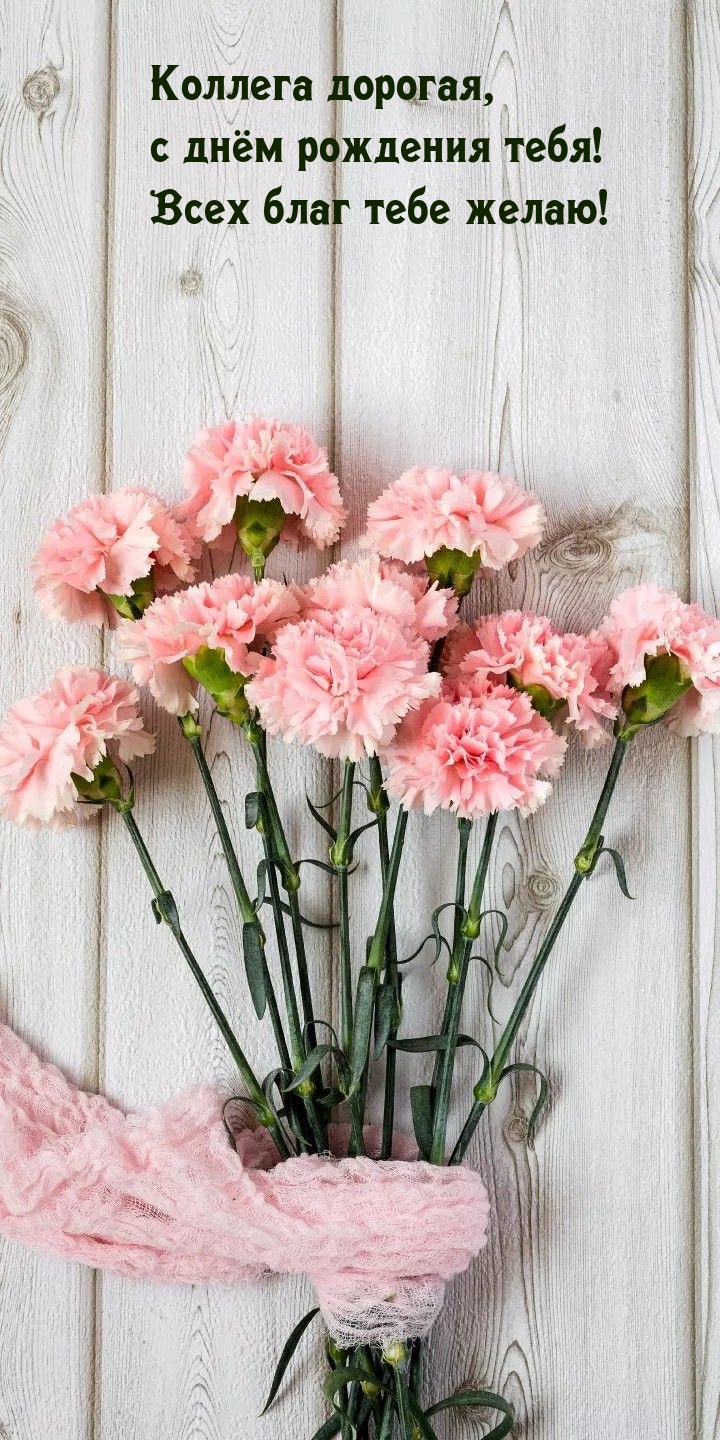 Коллега дорогая, с днём рождения тебя! Всех благ тебе желаю!