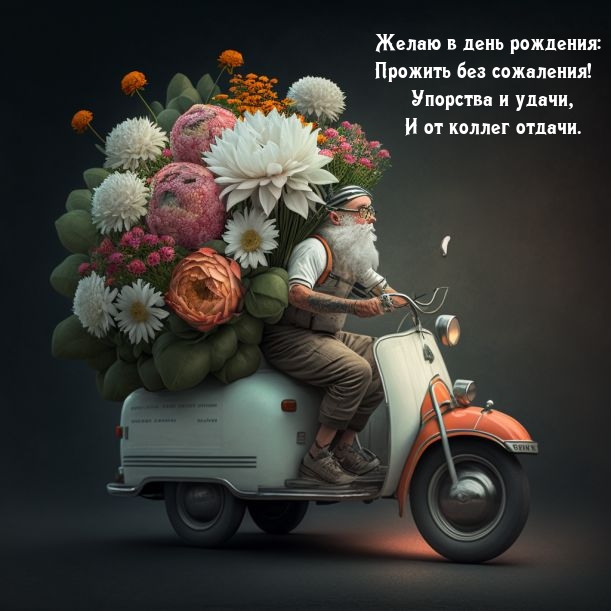 Желаю в день рождения: Прожить без сожаления! Упорства и удачи
