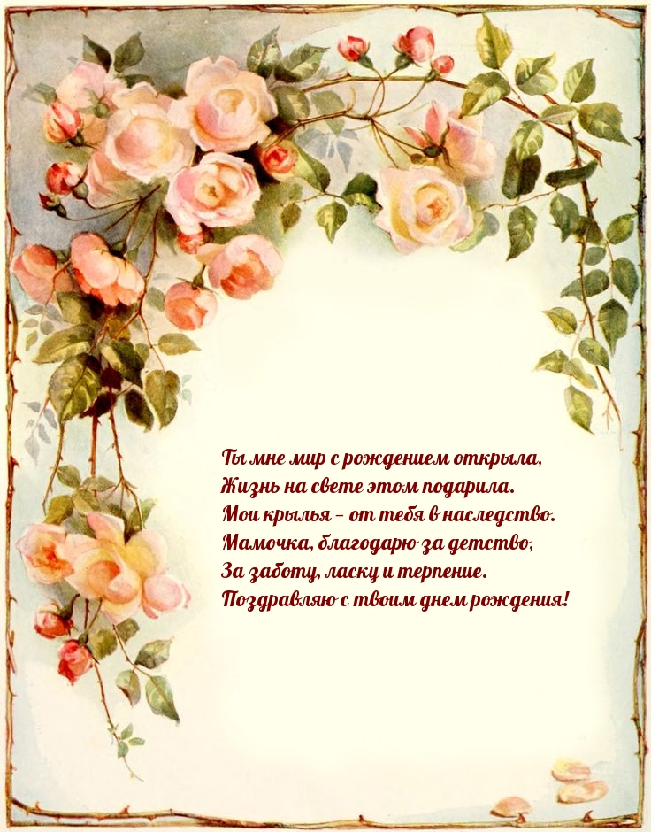 Мамочка, благодарю за детство, за заботу, ласку и терпение. 