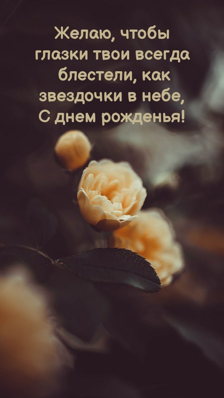 С днем рожденья! Желаю, чтобы глазки твои всегда блестели