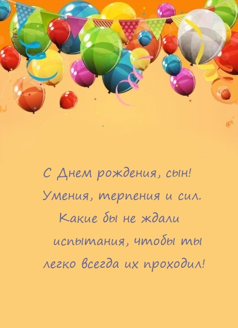 С Днем рождения, сын! Умения, терпения и сил.