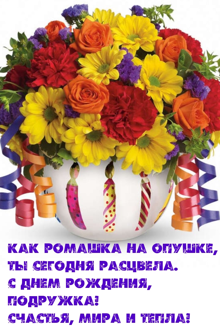 С днем рождения, подружка! Счастья, мира и тепла!