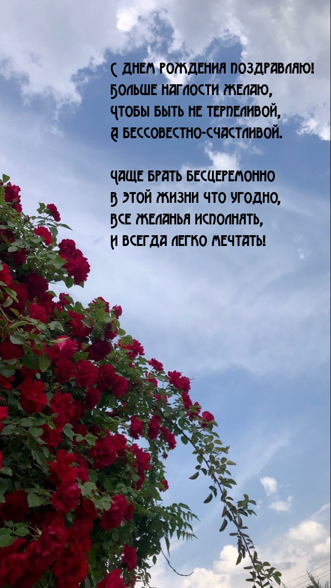 С днем рождения поздравляю! Больше наглости желаю