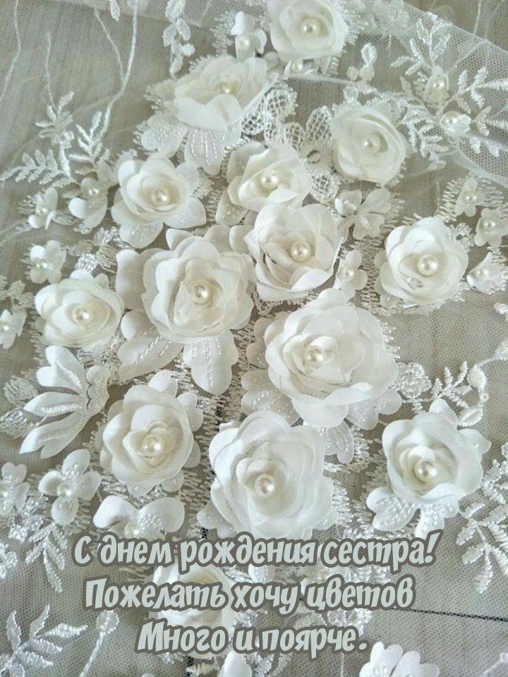 С днем рождения сестра! Пожелать хочу цветов много и поярче.