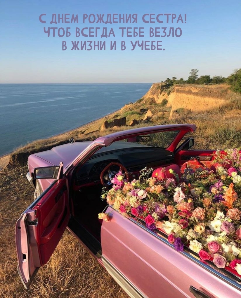 С днем рождения сестра! Чтоб всегда тебе везло в жизни и в учебе.