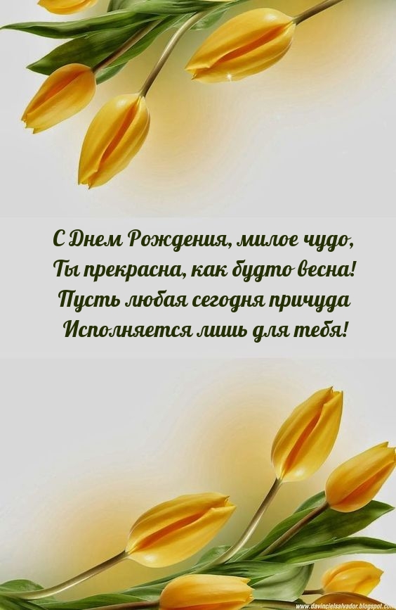 С Днем Рождения, милое чудо, ты прекрасна, как будто весна!