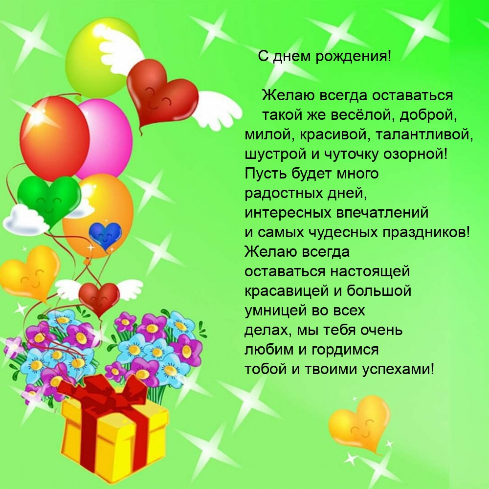 С днем рождения! Желаю оставаться такой же весёлой