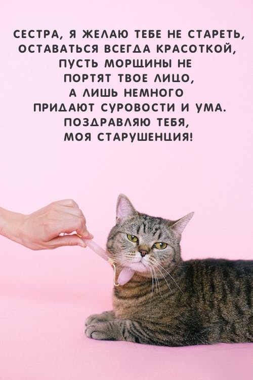 Сестра, я желаю тебе не стареть, оставаться всегда красоткой