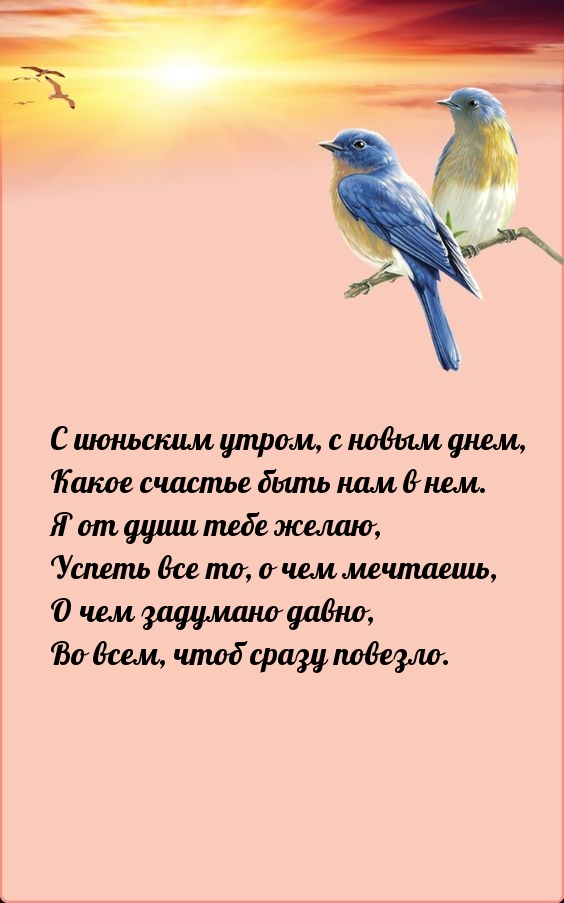 С июньским утром, с новым днем, какое счастье быть нам в нем.