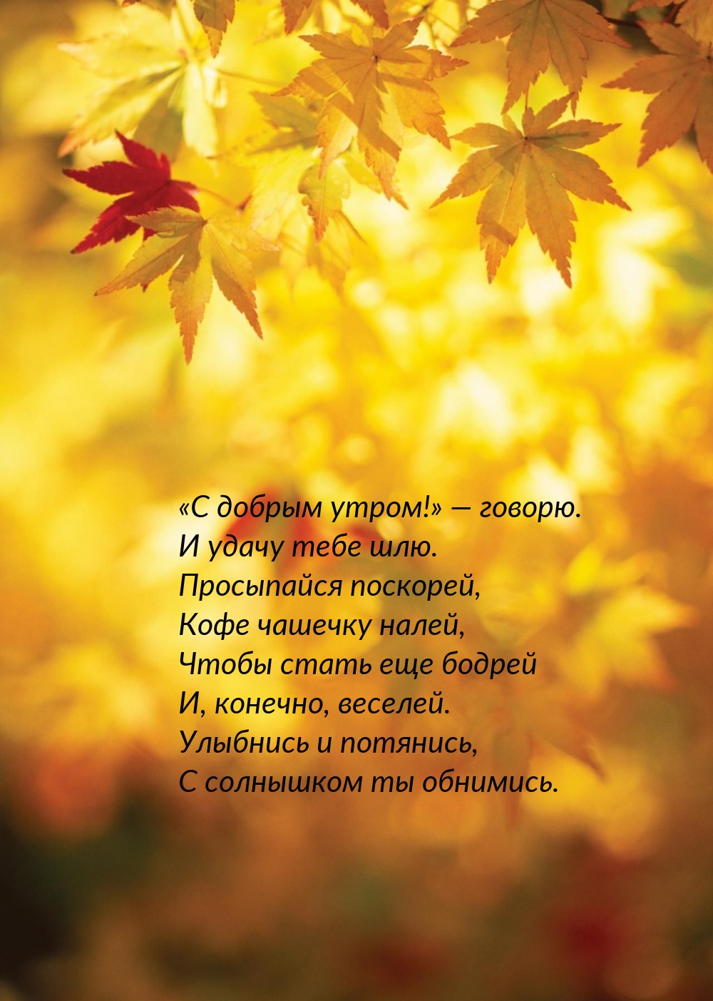 «С добрым утром!» — говорю. И удачу тебе шлю.