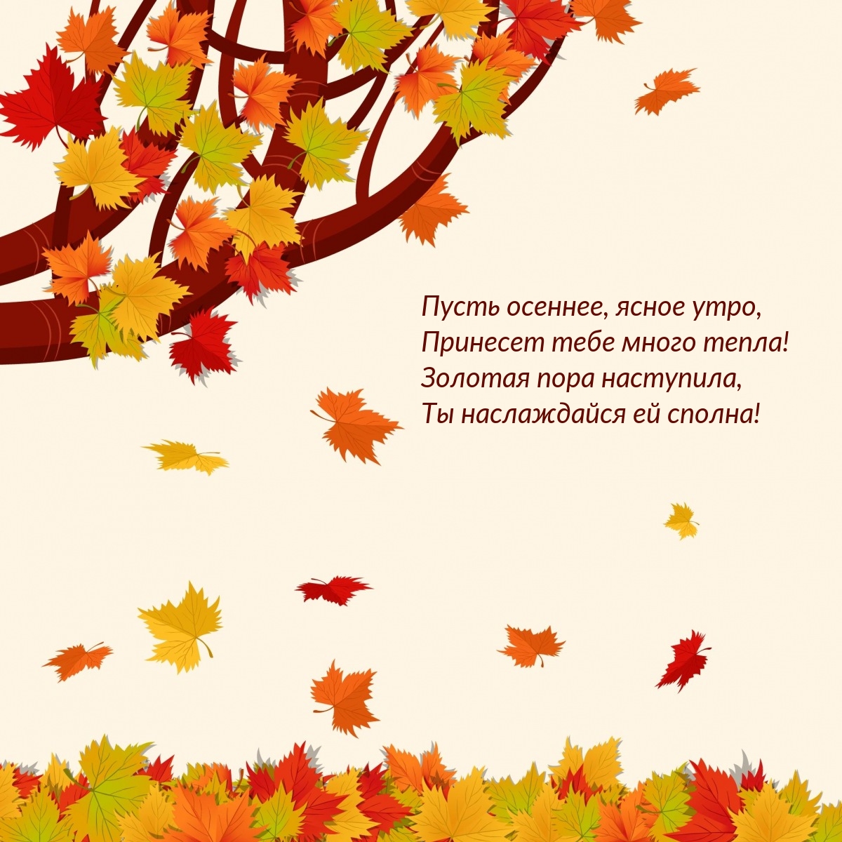 Пусть осеннее, ясное утро, принесет тебе много тепла!