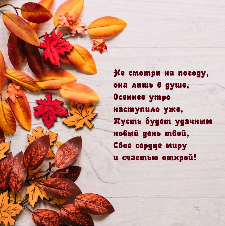 Не смотри на погоду, она лишь в душе, осеннее утро наступило уже