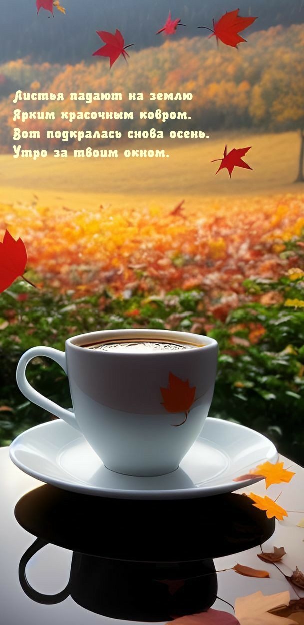 Листья падают на землю ярким красочным ковром.