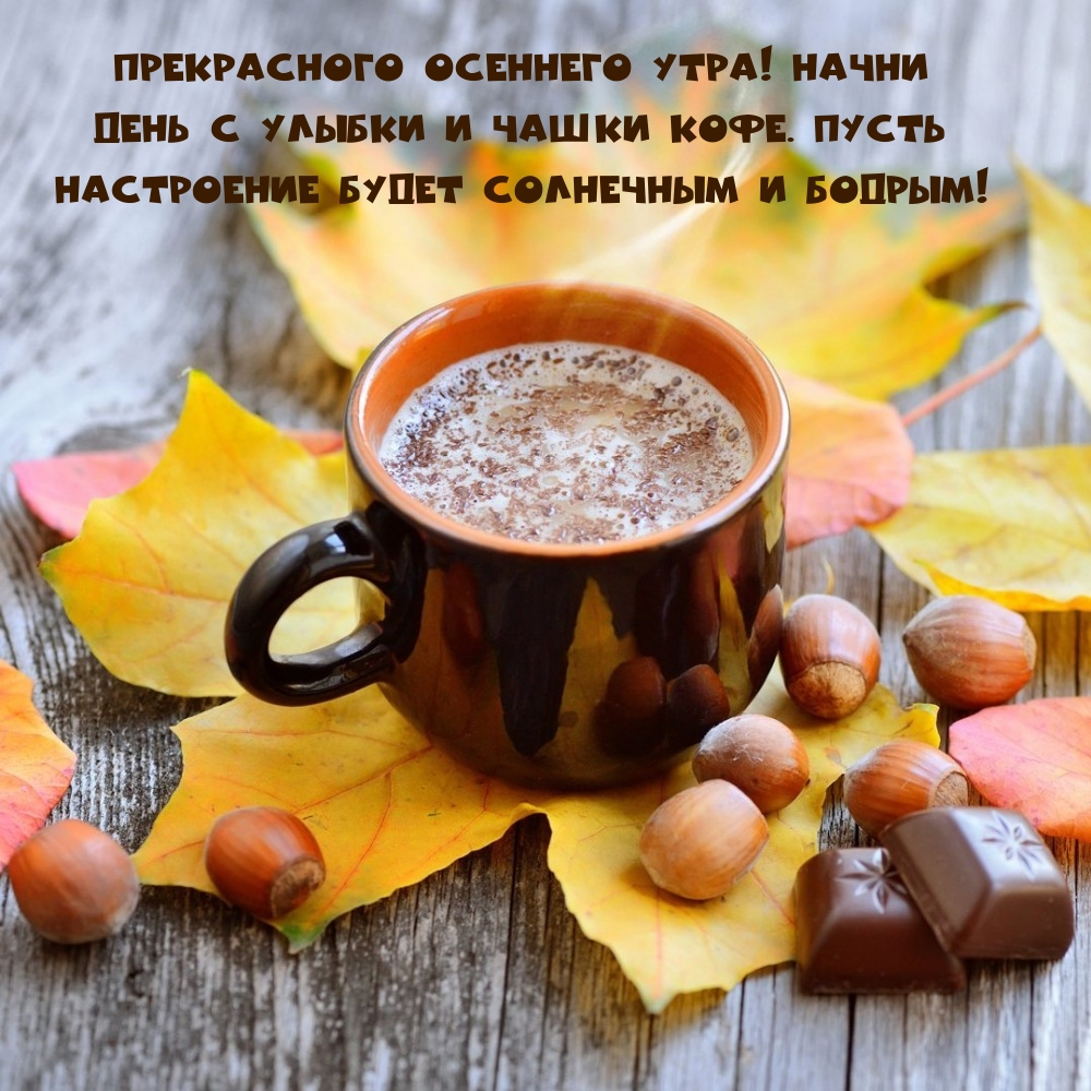 Прекрасного осеннего утра! Начни день с улыбки и чашки кофе.