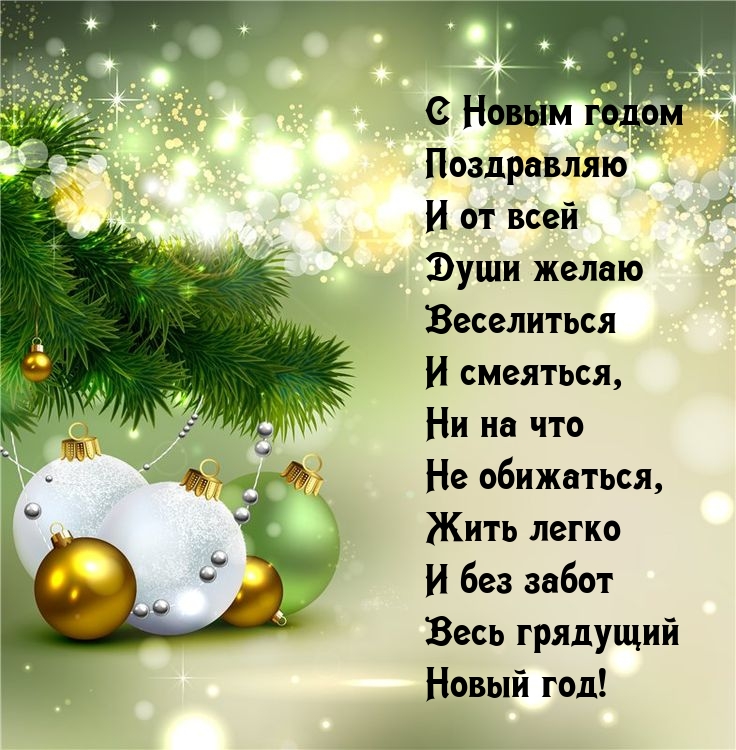 С Новым годом поздравляю и от всей души желаю веселиться 