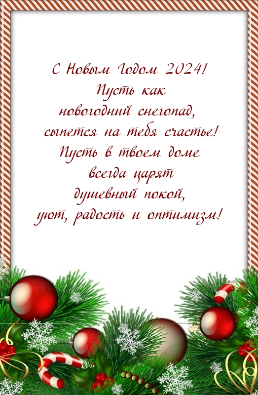 С Новым Годом 2024! Пусть как новогодний снегопад, сыпется счастье! 