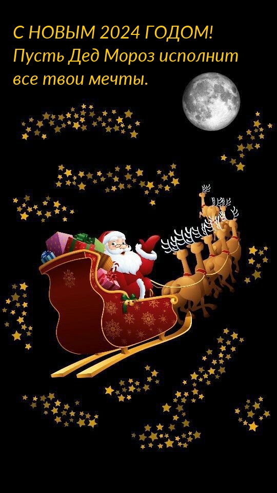 С новым 2024 годом! Пусть Дед Мороз исполнит все мечты.