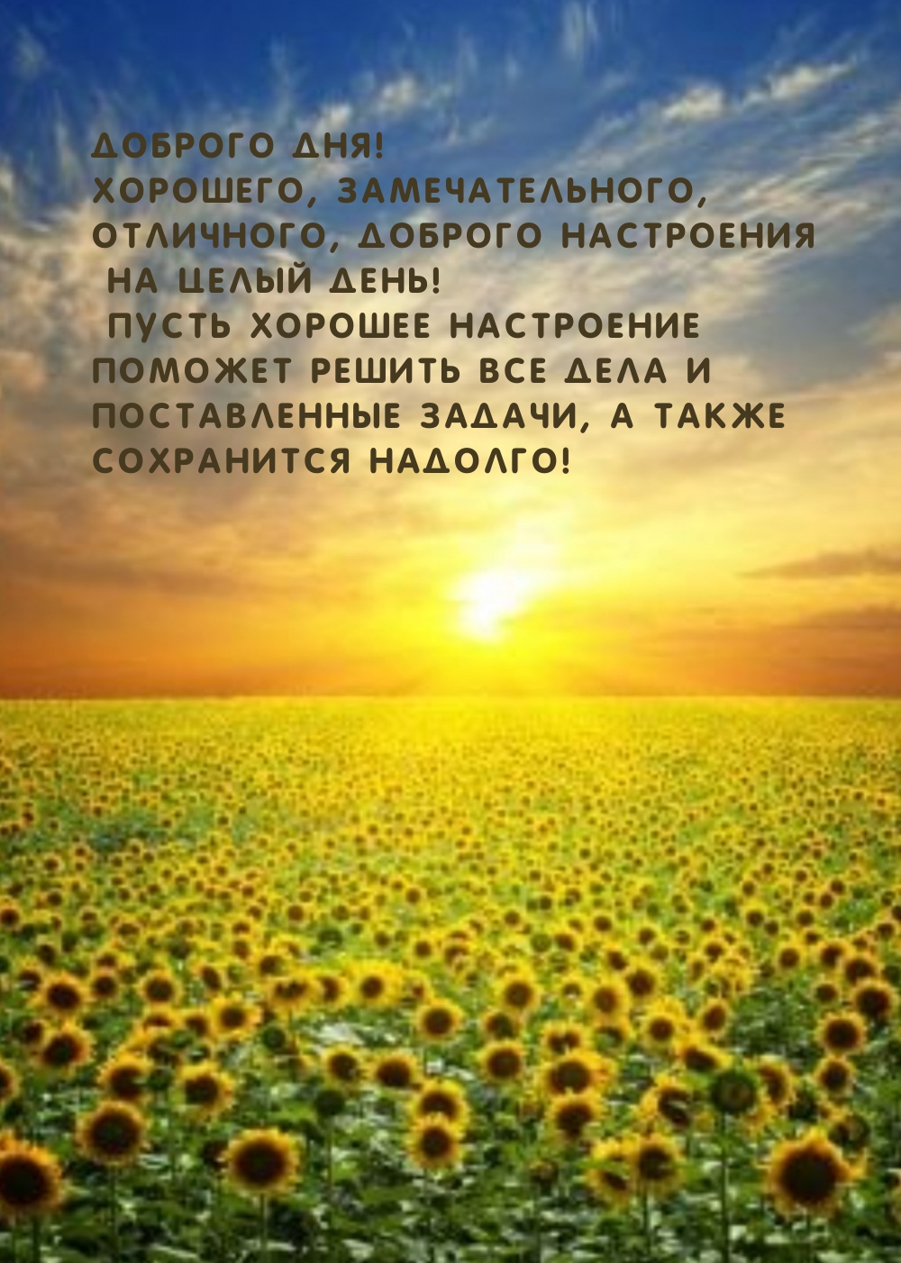 Доброго дня! Хорошего, замечательного, отличного настроения