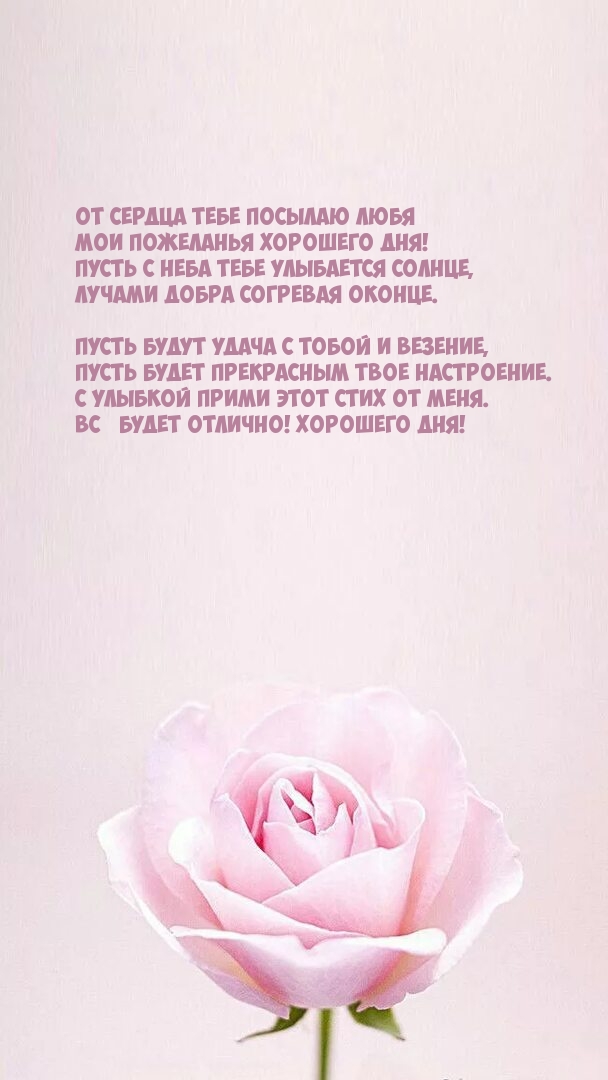 От сердца тебе посылаю любя мои пожеланья хорошего дня!