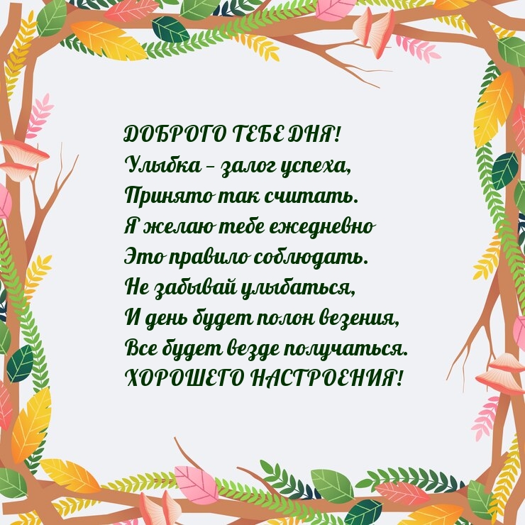 Доброго тебе дня! Улыбка — залог успеха, принято так считать.