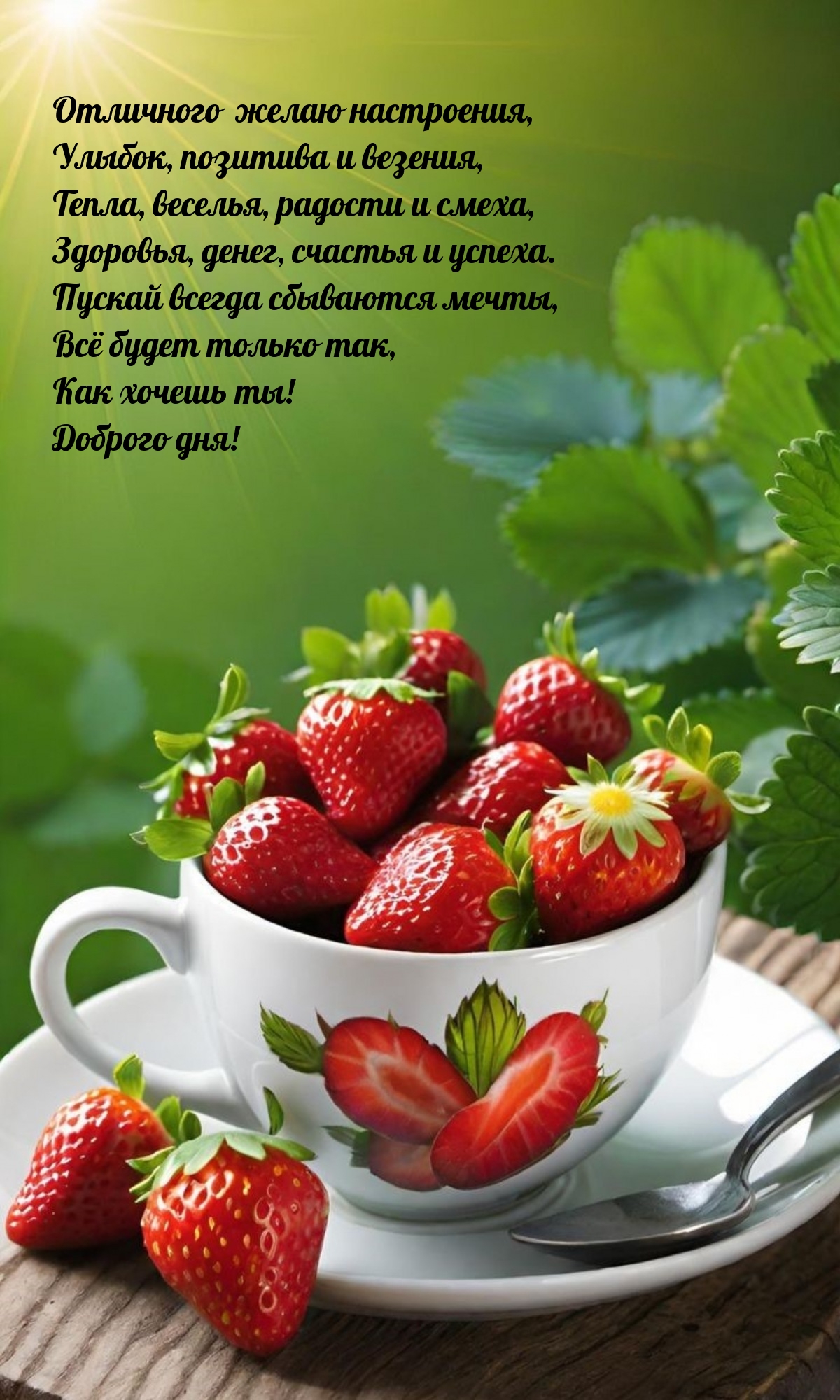 Отличного  желаю настроения, улыбок, позитива и везения