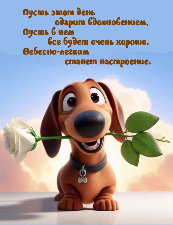 Пусть день одарит вдохновением, пусть в нем все будет очень хорошо.