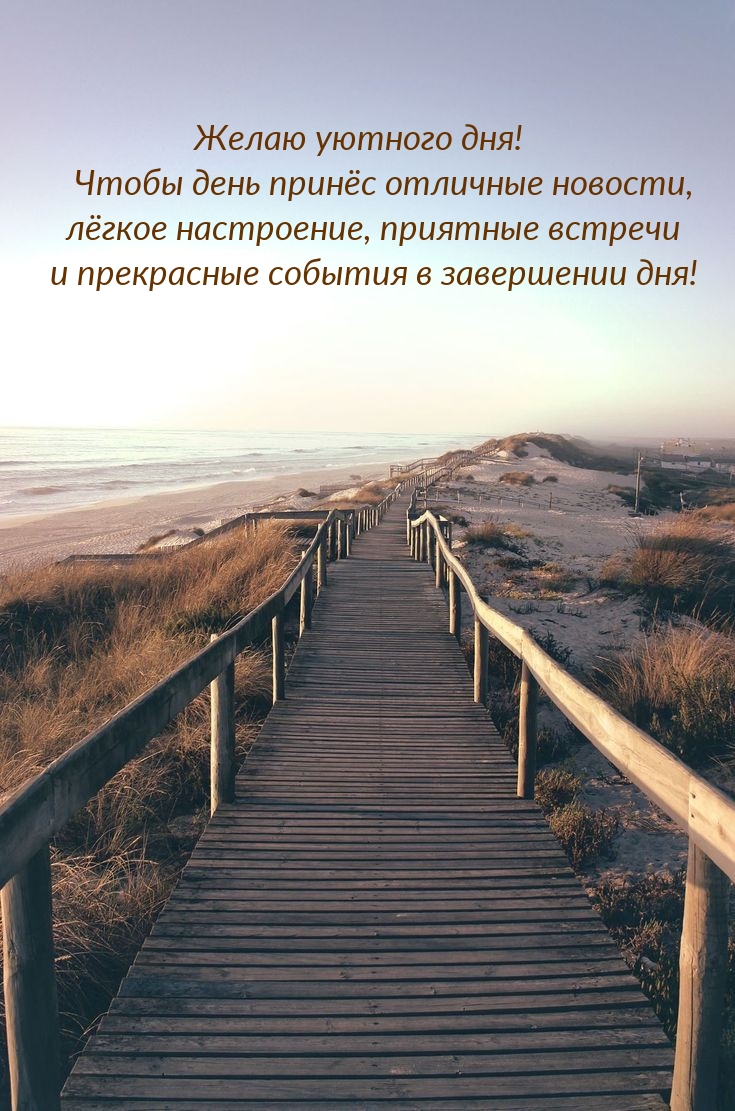 Желаю уютного дня! Чтобы день принёс отличные новости