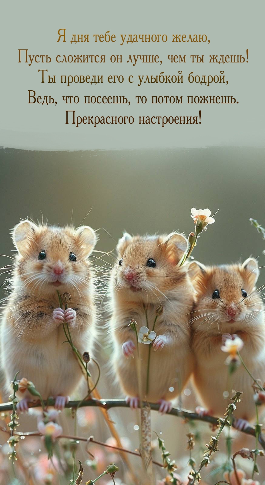 Я дня тебе удачного желаю, пусть сложится он лучше, чем ты ждешь!