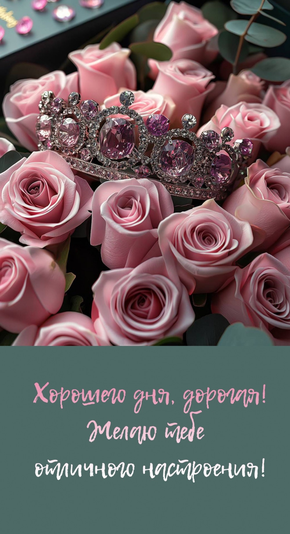 Хорошего дня, дорогая! Желаю тебе отличного настроения!