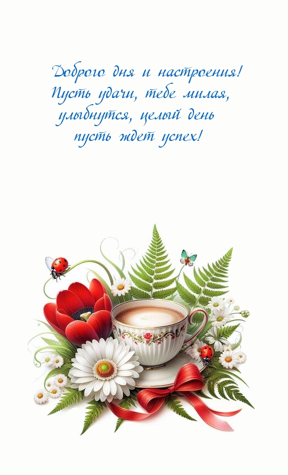 Доброго дня и настроения! Пусть удачи, тебе милая