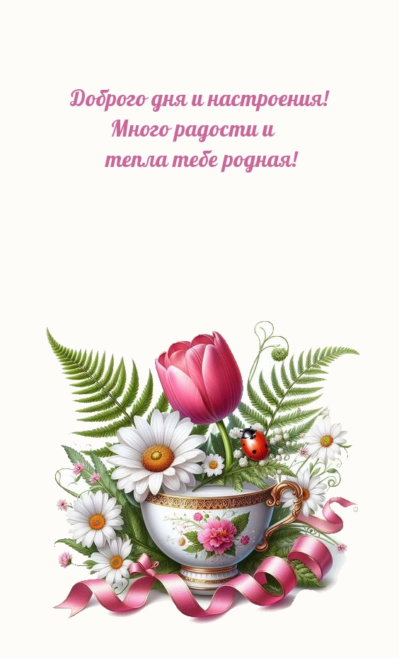 Доброго дня и настроения! Много радости и тепла тебе родная!