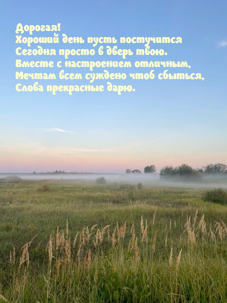 Дорогая! Хороший день пусть постучится сегодня просто в дверь твою.
