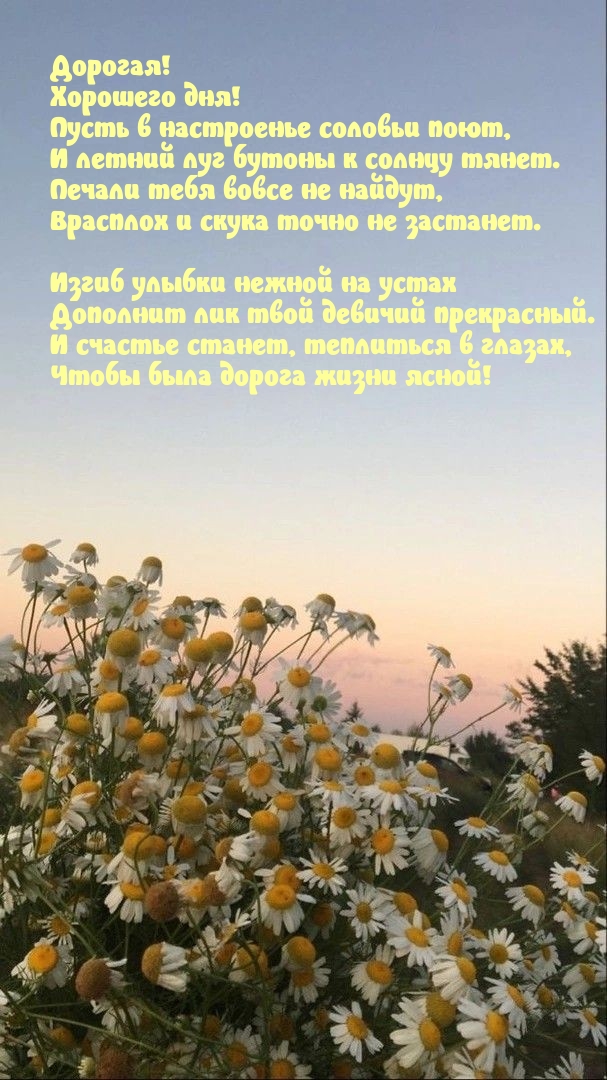 Дорогая! Хорошего дня! Пусть в настроенье соловьи поют