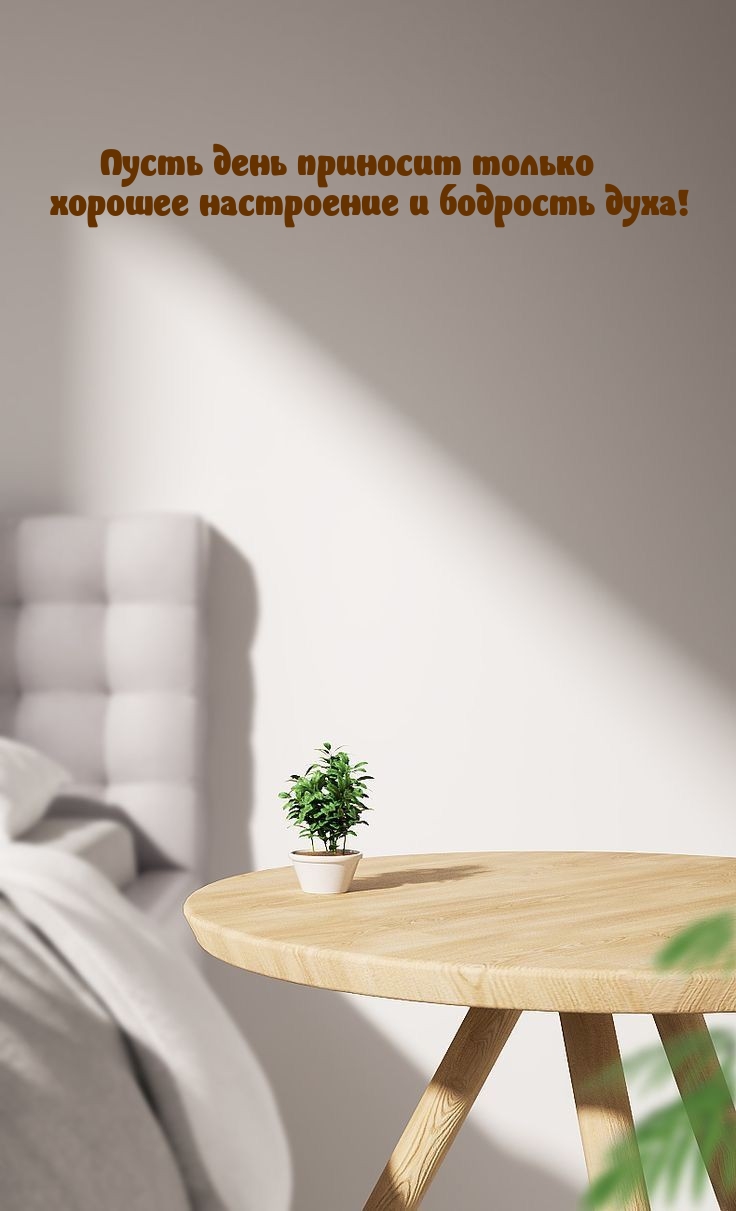 Пусть день приносит только хорошее настроение и бодрость духа!