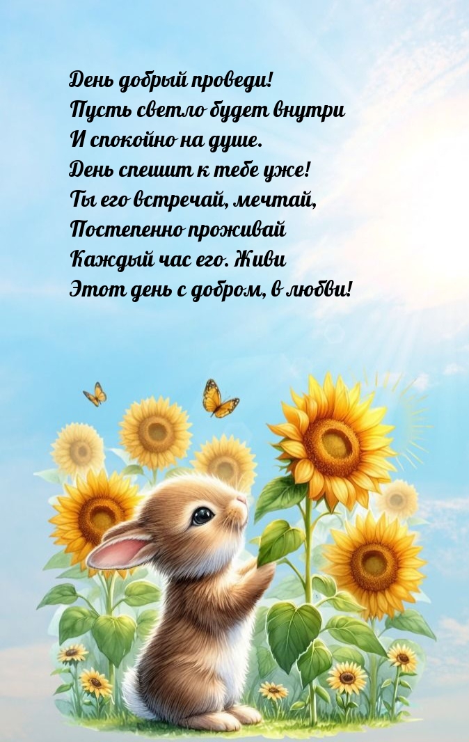 День добрый проведи! Пусть светло будет внутри и спокойно на душе.