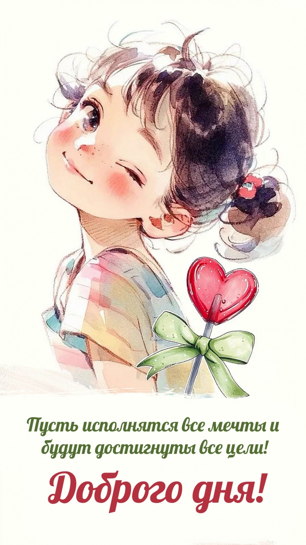 Пусть исполнятся все мечты и будут достигнуты все цели! Доброго дня!