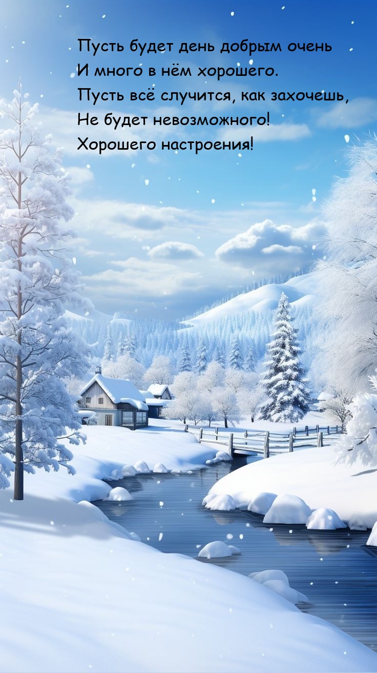 Пусть будет день добрым очень и много в нём хорошего.