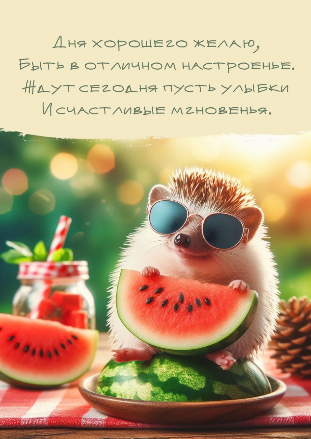 Дня хорошего желаю, быть в отличном настроенье.