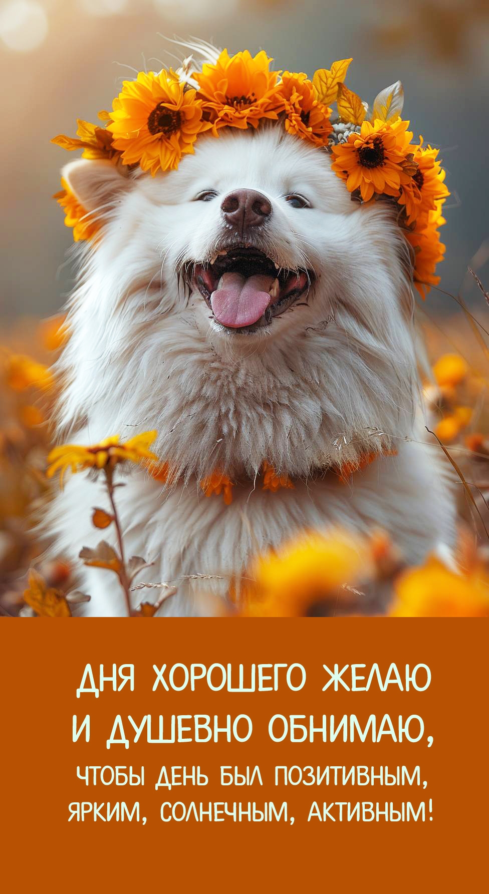 Дня хорошего желаю и душевно обнимаю, чтобы день был позитивным