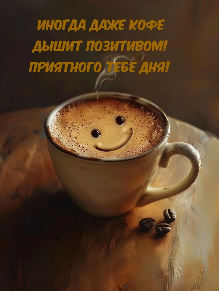 Иногда даже кофе дышит позитивом! Приятного тебе дня!