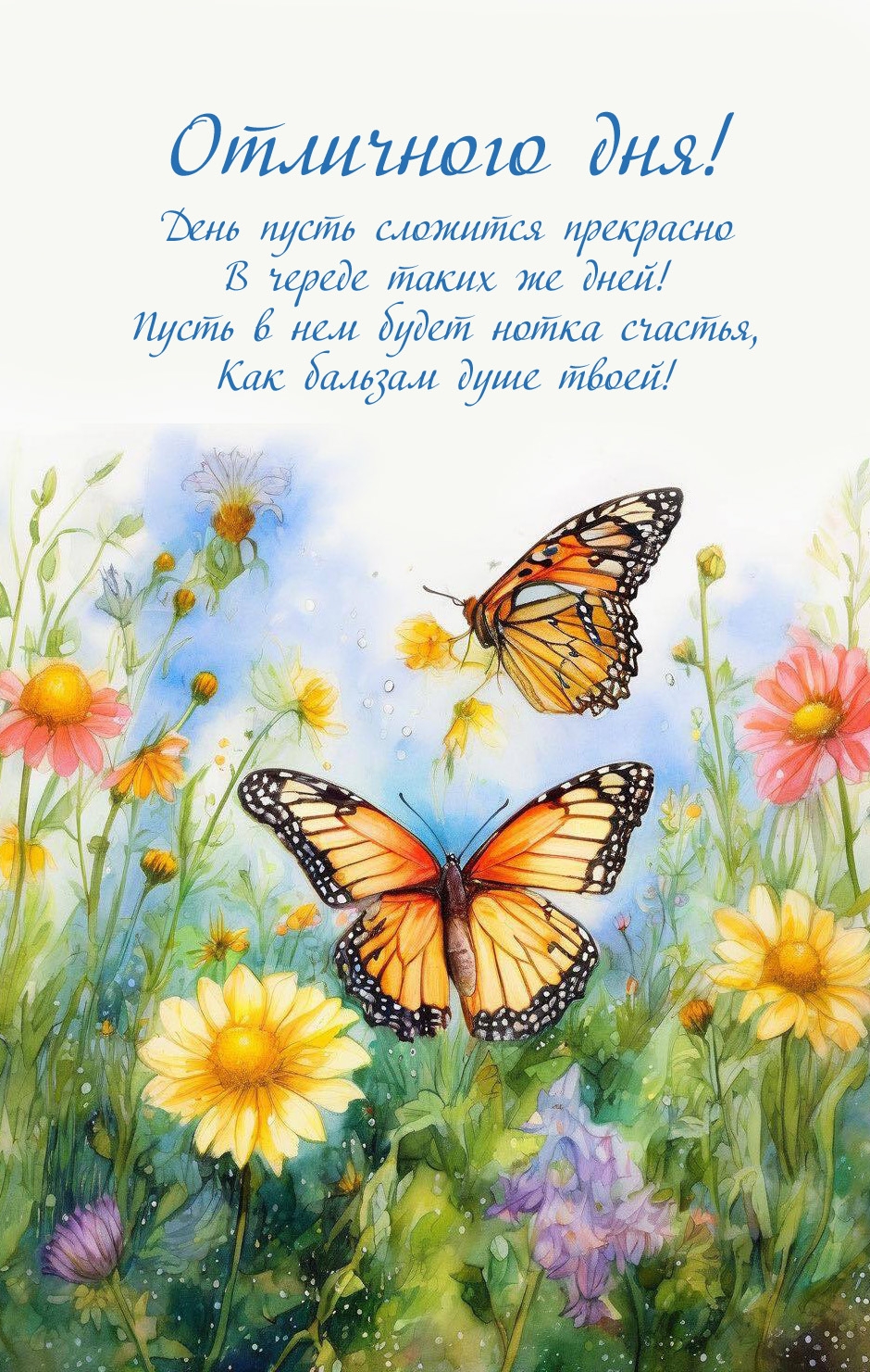 Отличного дня! День пусть сложится прекрасно в череде таких же дней!