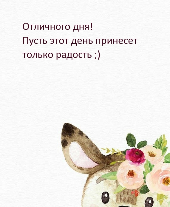 Отличного дня! Пусть этот день принесет только радость ;)