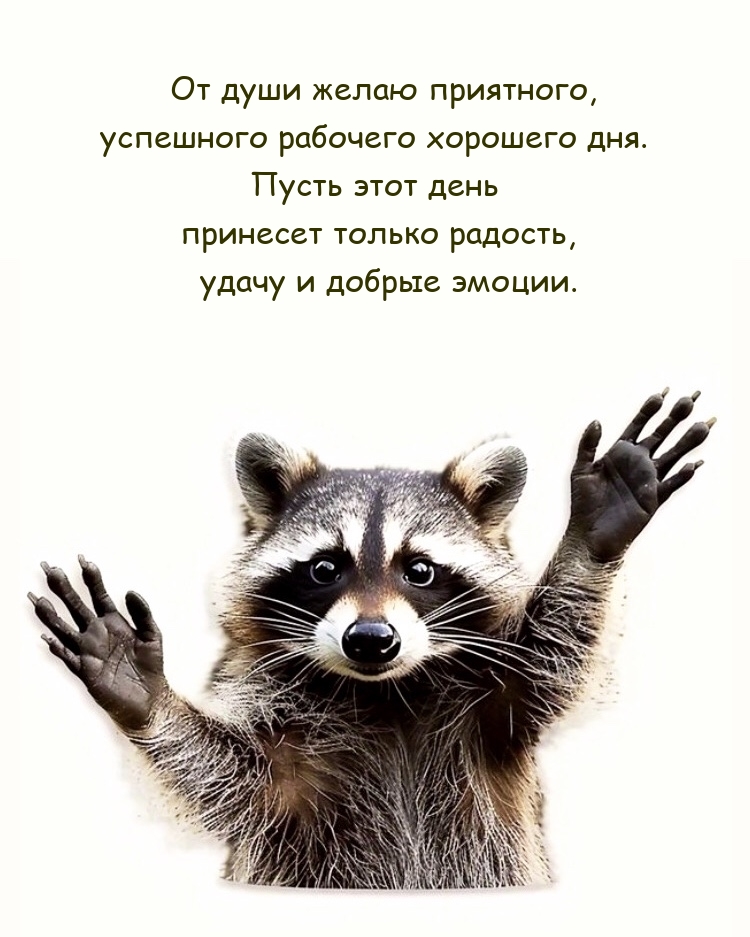 От души желаю приятного, успешного рабочего хорошего дня. 