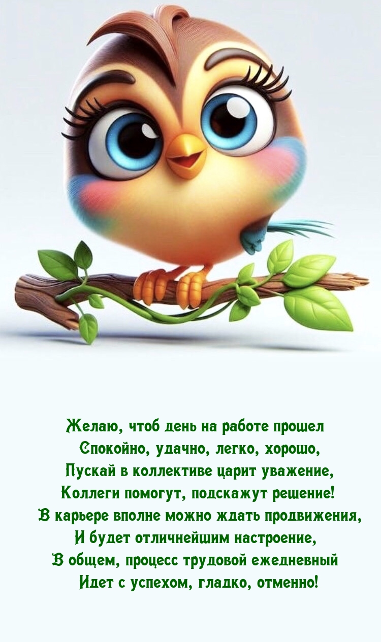 Чтоб день на работе прошел спокойно, удачно, легко, хорошо