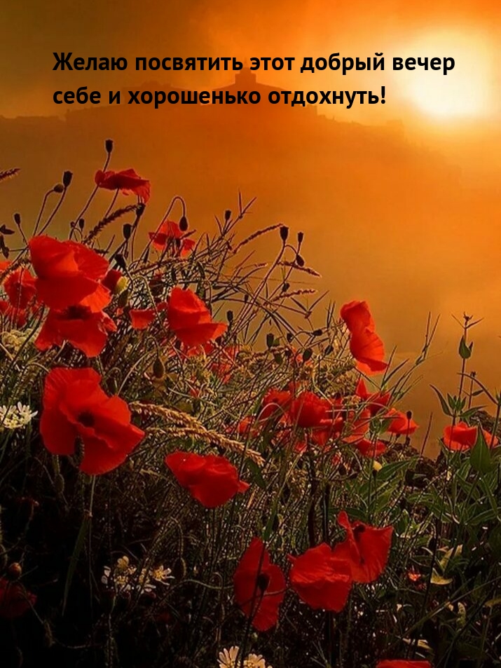 Желаю посвятить этот добрый вечер себе и хорошенько отдохнуть!